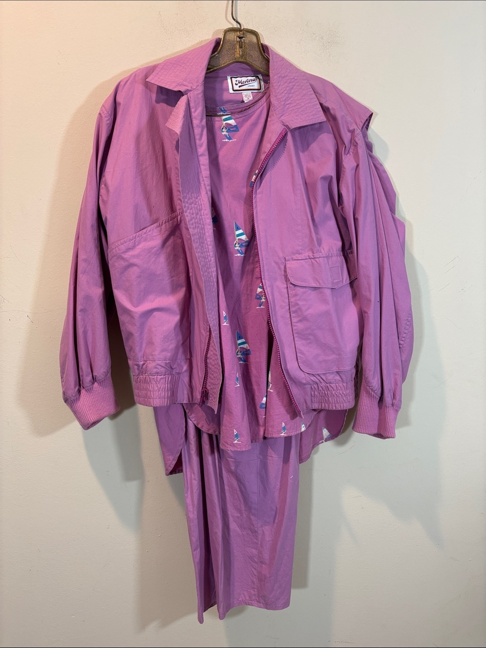 Vintage Fuschia Merona Matching Set with Pants, Shorts, Shirt, and Jacket